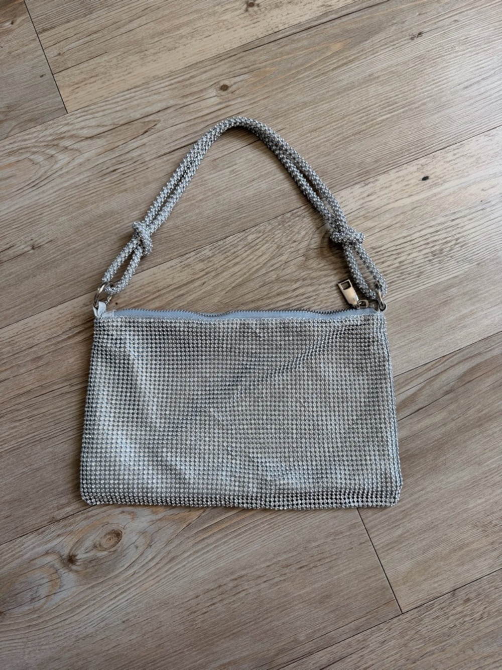 Silver Beaded Shoulder Bag
